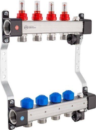 ROZDZIELACZ 4 OBWODY INOXFLOW Z ZAWORAMI KAN-therm