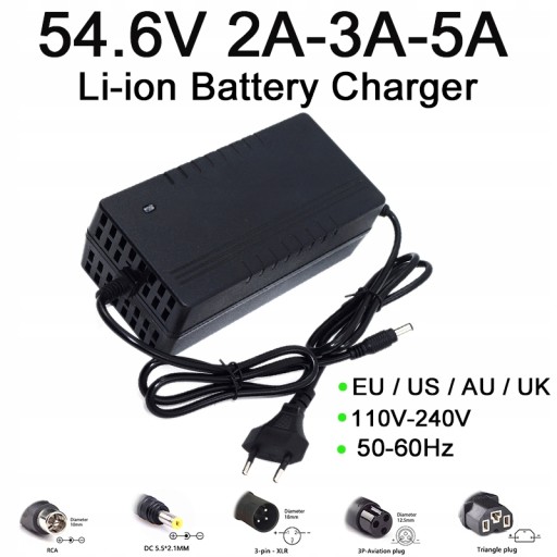 Ładowarka 54,6 V 2 A/3 A/5 A Akumulator litowo-jonowy 13 S 48 V