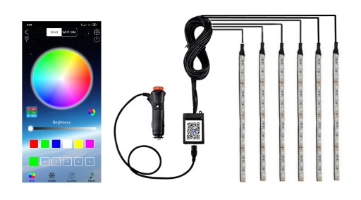OŚWIETLENIE WNĘTRZA KABINY 6x12 LED RGB BLUETOOTH