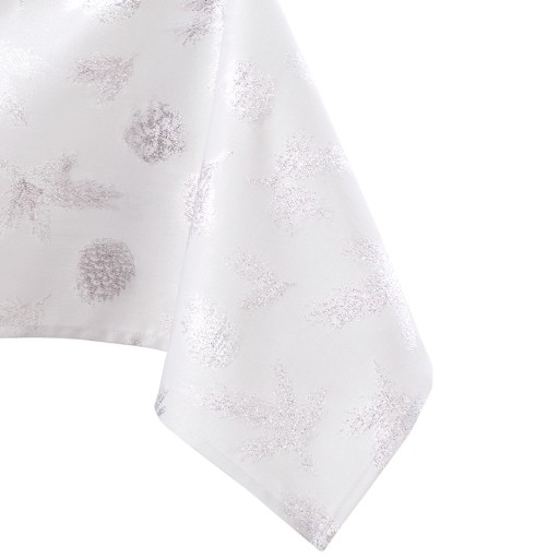 Duży obrus świąteczny ze srebrnym wzorem 140x300