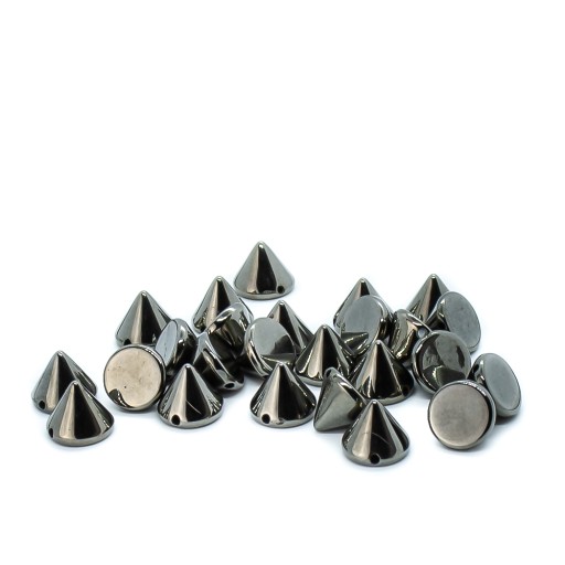 Ćwieki kolce ciemna stal stożek ozdobny z dziurkami 10x7.5mm 25szt