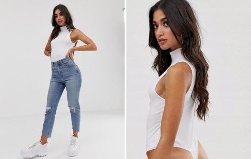 BODY BIAŁE DOPASOWANA BAWEŁNIANE BASIC 36 S