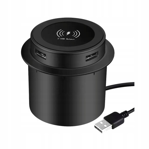 Ładowarka indukcyjna 10W wpuszczana w blat 2x USB