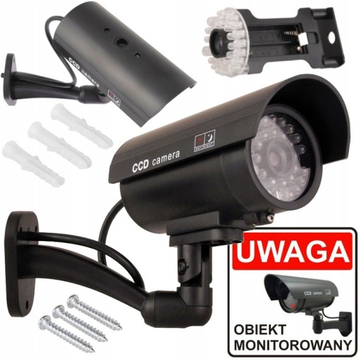 KAMERA ŚCIENNA ATRAPA MONITORING KAMERY LED ALARM