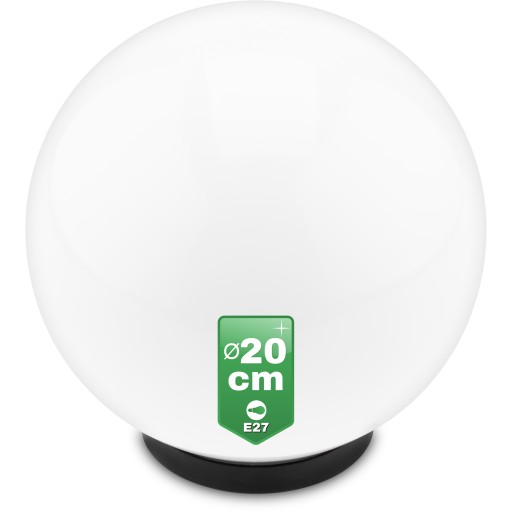 Lampa Ogrodowa KULA BIAŁA 20CM NAZIEMNA do LED E27 ZEWNĘTRZNA IP44 UV