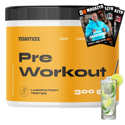 nowmax PRE WORKOUT ODŻYWKA PRZEDTRENINGOWA NA ENERGIE WYTRZYMAŁOŚĆ 300 g