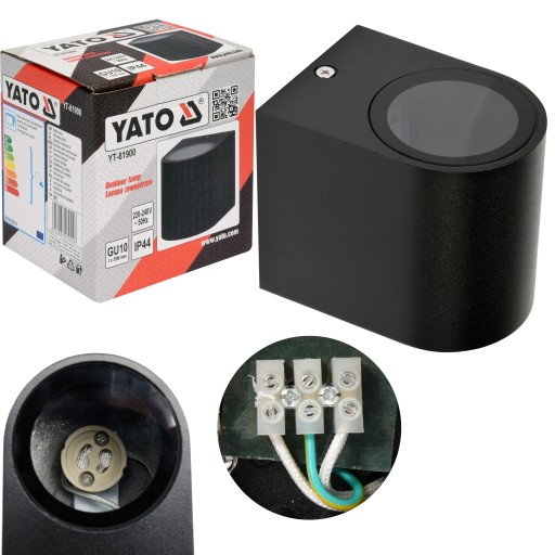 YATO YT-81900 LAMPA ŚCIENNA ZEWNĘTRZNA CZARNA ALUM