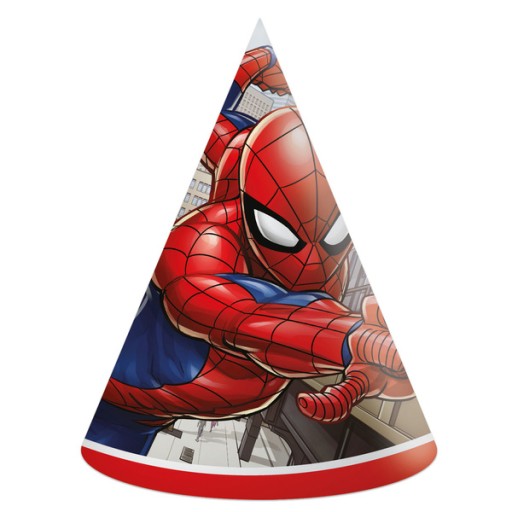 CZAPECZKI PAPIEROWE SPIDERMAN URODZINY 6 SZT