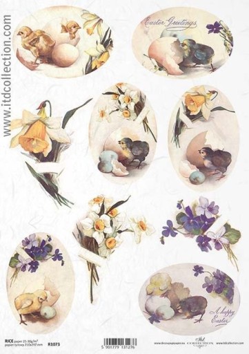 PAPIER RYŻOWY do decoupage A4 ITD-R1073 kwiaty