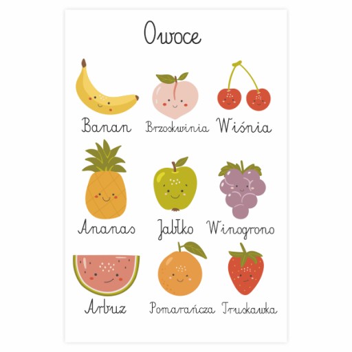Plakat edukacyjny Owoce A3 MONTESSORI