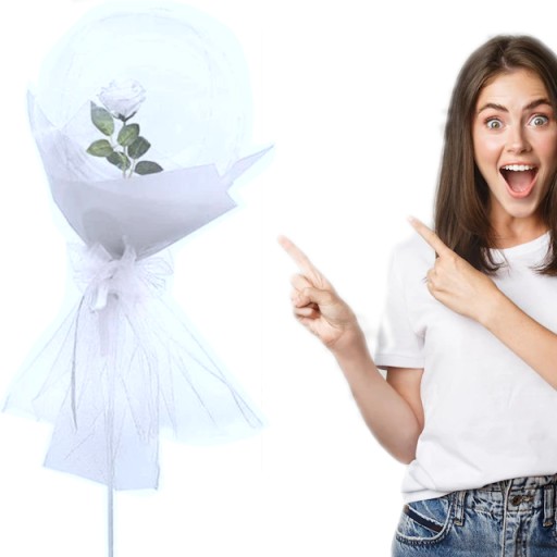 BALON Z RÓŻĄ W ŚRODKU Z PODŚWIETLENIEM LED PREZENT DEKORACJA