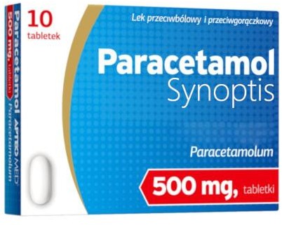 Paracetamol Synoptis 500 mg 10 tab. Ból Gorączka