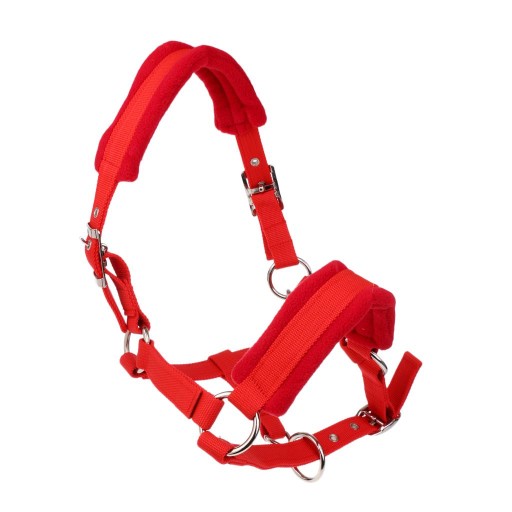 Professional Soft Fleece & Sponge Padded Horse Headcollar/Halter Red Medium