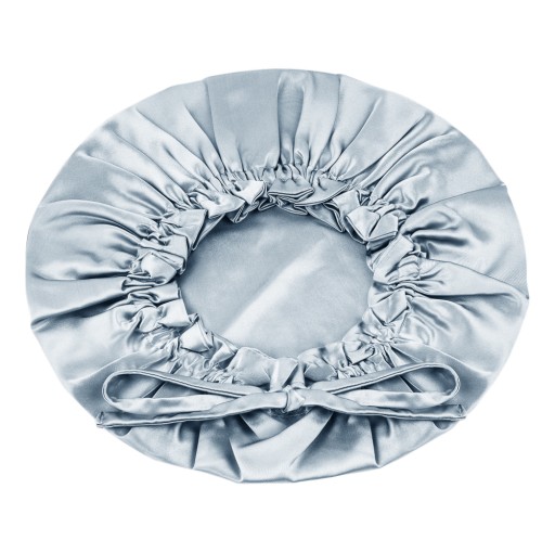 Jedwabny DWUSTRONNY Czepek na Włosy do Spania Turban GreyBlue