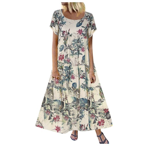 ELEGANCKA SUKIENKA DAMSKA LETNIA WIOSENNA DŁUGA, 4XL