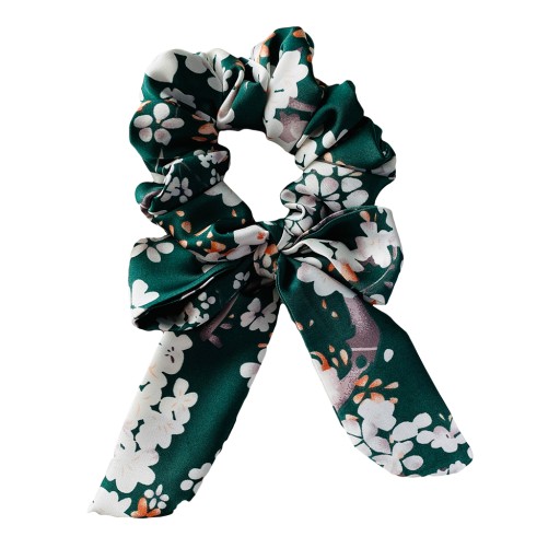 Gumka do włosów satyna scrunchie Kwiaty