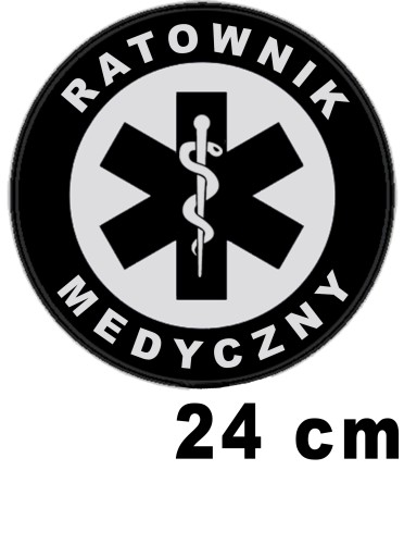 RATOWNIK MEDYCZNY naszywka emblemat odblaskowy z nadrukiem 24 cm