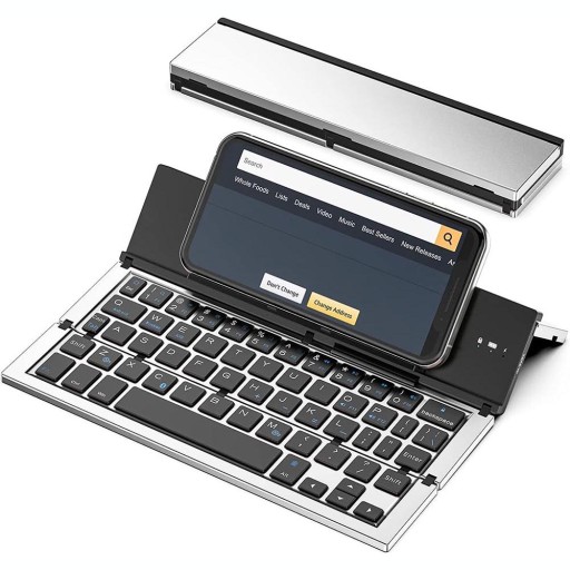 Skórzana, składana klawiatura Bluetooth z touchpadem do tabletu, telefonu komórkowego, iPada
