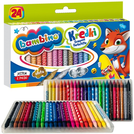BAMBINO KREDKI ŚWIECOWE 24 KOLORY GLINKA KOALINOWA