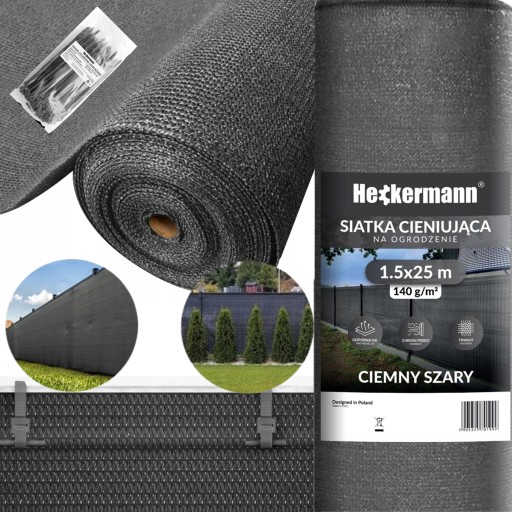SIATKA CIENIUJĄCA NA OGRODZENIE PŁOT BALKON MASKUJĄCA 1,5x25m 90% UV MOCNA