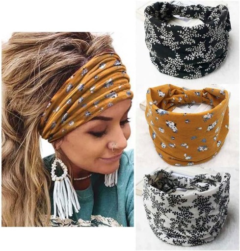 ROZCIĄGLIWE MATERIAŁOWE OPASKI NA GŁOWĘ BOHO ZESTAW