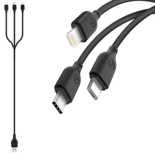 Kabel multi 3w1 USB microUSB Lightning USB typ C