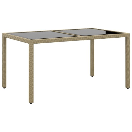 STÓŁ OGRODOWY 150X90X75CM SZKŁO I RATTAN PE BEŻOWY