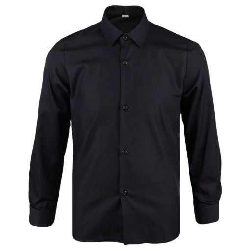 Koszula chłopięca elegancka zapinana kołnierz czarna regular Biks PL 104