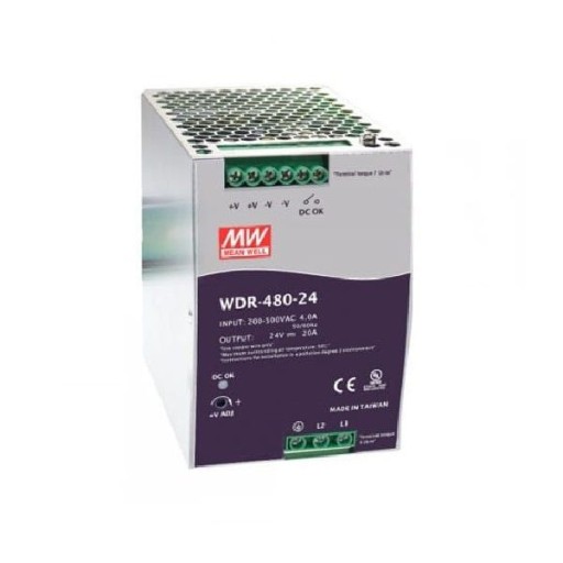 Zasilacz WDR-480-24 szyna DIN 480W 24V 20A MEANWELL