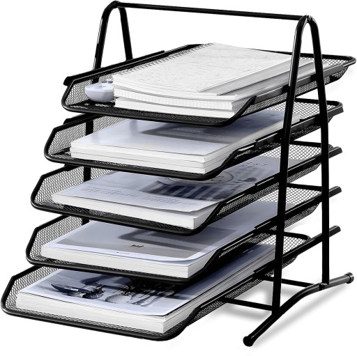 Zestaw 5 szuflad Elegancki Organizer na Dokumenty metalowy - Czarny