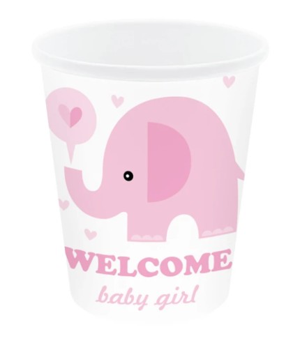 KUBEK PAPIEROWY GIRL BABY SHOWER 6SZT, SPK