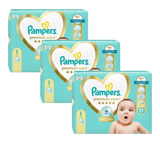 PAMPERS Pieluszki PREMIUM Value Pack 1 (2-5 kg) - 216 szt -MIESIĘCZNY ZAPAS