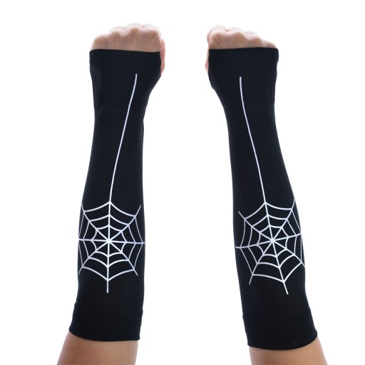 Mitenki (2 szt.) na HALLOWEEN czarne z pajęczynkami