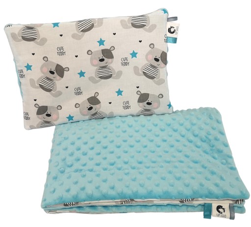 LiLo KOMPLET POŚCIELI MINKY do wózka kocyk 50x75 poduszka 25x35 bawełna 2el