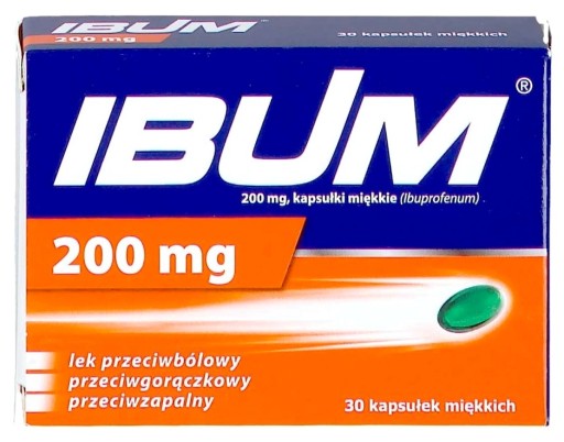 IBUM 200mg ibuprofen Lek przeciwbólowy 30 kapsułek