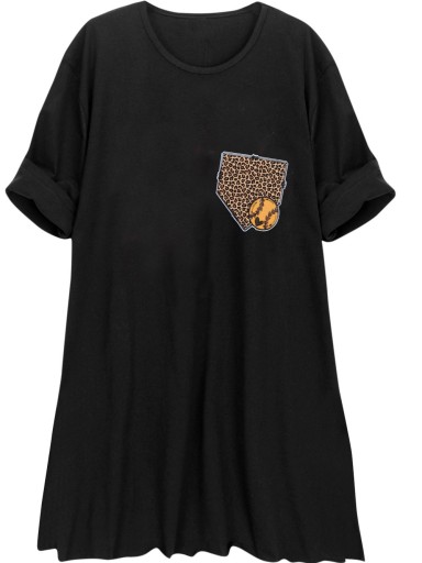 Dłuższa Bluzka t-shirt z nadrukiem Plus size 52