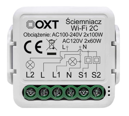 Moduł OXT mini ściemniacz 2 obwody WiFi TUYA