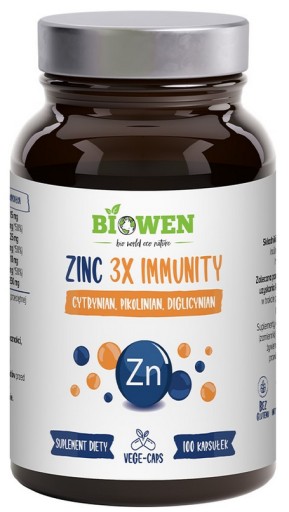 Zinc 3X Immunity, Cynk Complex+, 100 kapsułek Biowen
