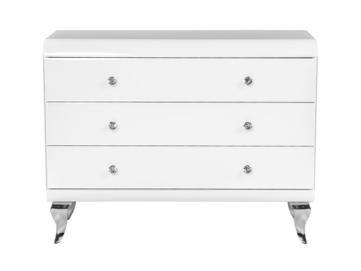 Biała szklana komoda glamour 100x41x78,5 JSF468