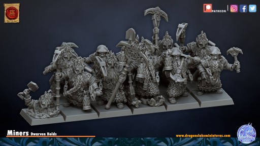Miners 10 szt. - DLM - Dwarven Holds - Druk 3D