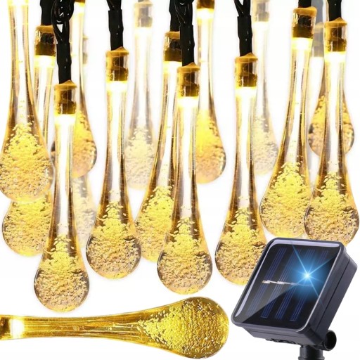 LAMPKI OGRODOWE 30 LED 4.5M SOLERNE GIRLANDA ŚWIETLNA BIAŁY CIEPŁY KROPELKI