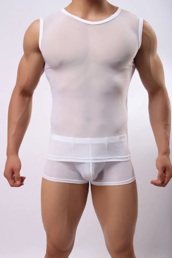 Transparent Mesh Tank Tops Man Sexy Sleeveless Ves