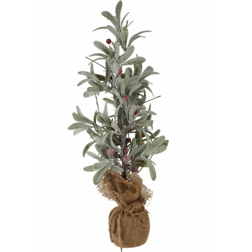 Drzewko świąteczne 45 cm czerwone jagody w Jucie Ośnieżona Choinka Stroik
