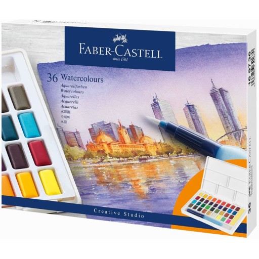 Farby akwarelowe FABER CASTELL w kostkach 36 kol