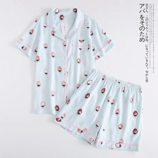 Sexy Women Cotton Nightwear Shirt&Shorts 2PCS Paja