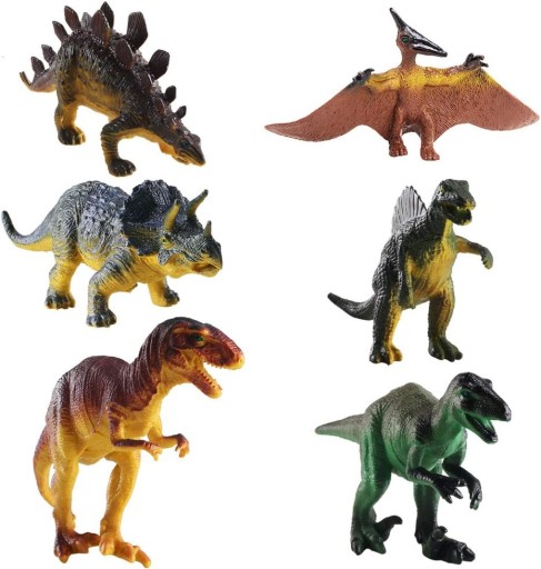 FIGURKI DINOZAURÓW ZESTAW ZABAWKI GUMOWE 6SZT