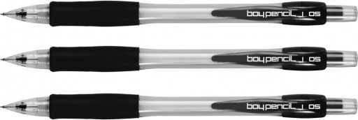 Ołówek automatyczny Rystor 0.5mm z gumką czarny x3