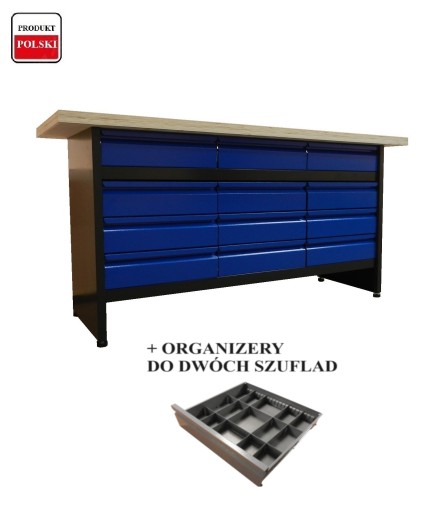 Stół warsztatowy do garażu ślusarski narzędziowy organizery szuflad