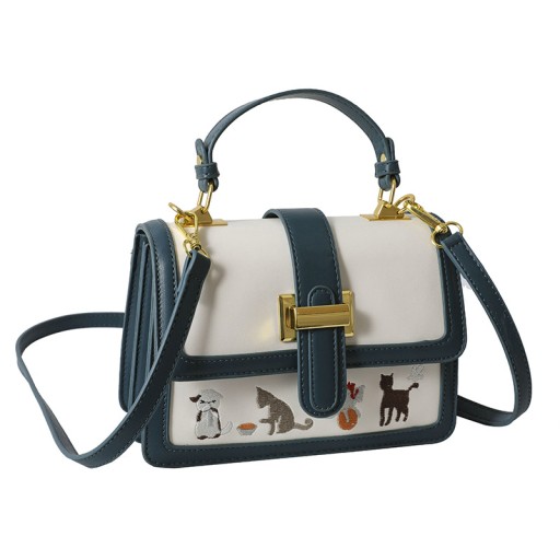 Torba na ramię z haftem kota, torba crossbody