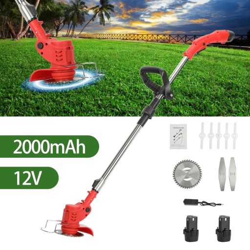 12V 2000mAh 2 Batteries 1 Charger Cordless Electric Weed Lawn Eater Edger